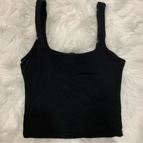 Ambiance Tops - Black cropped tank top